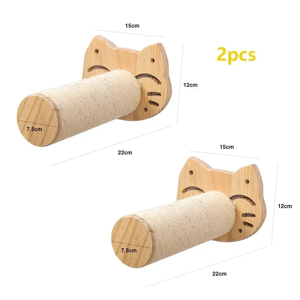 Wall Cat Climbing Shelves Cat Tree Tower Hammock Perches Ladder Solid Wood Steps for Cats Activity Indoor Pet Wall Furniture