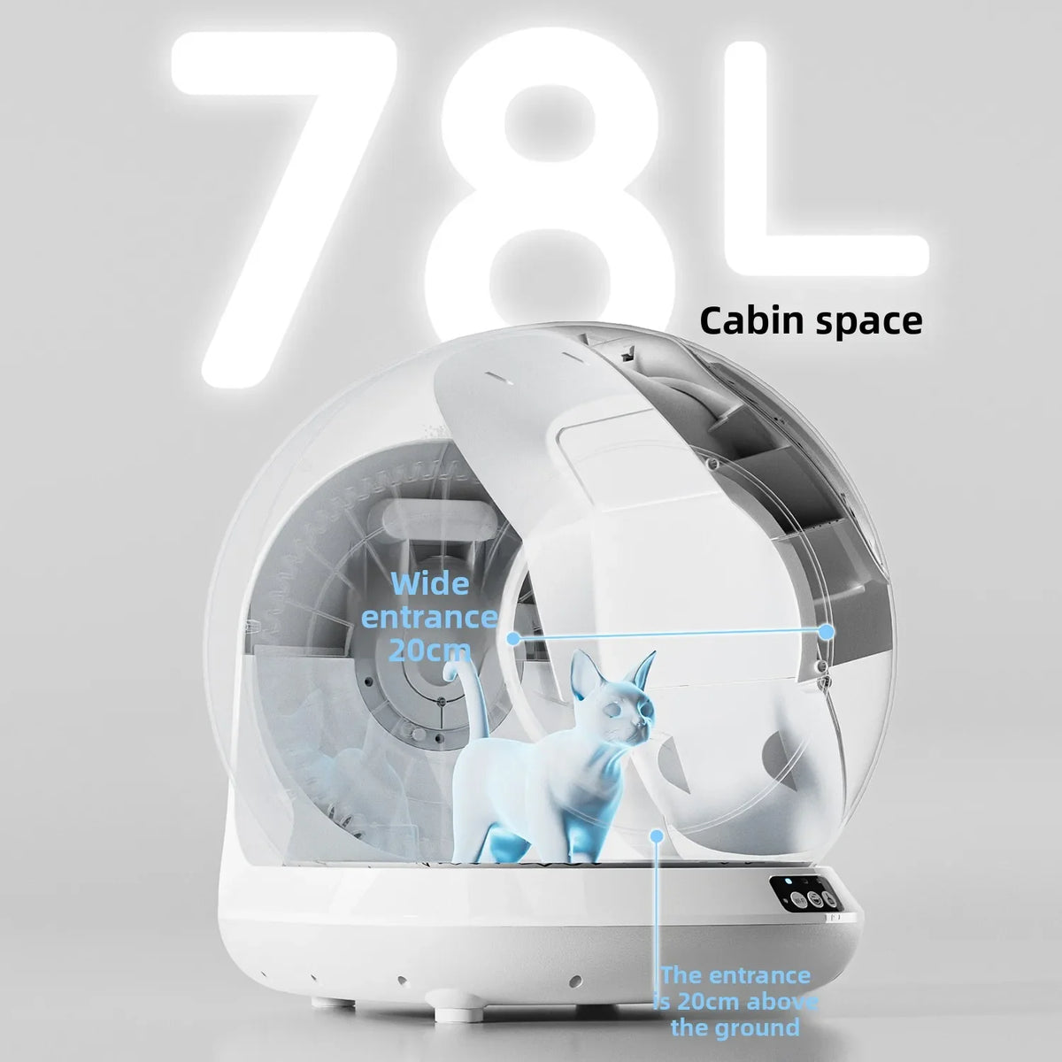 The self-cleaning cat litter box is equipped with control functions and supports 2.4G unlimited network connection,cat supplies