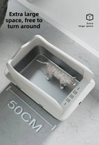 Large Stainless Steel Open Cat Litter Box Anti Splash Cat Toilet Pet Supplies