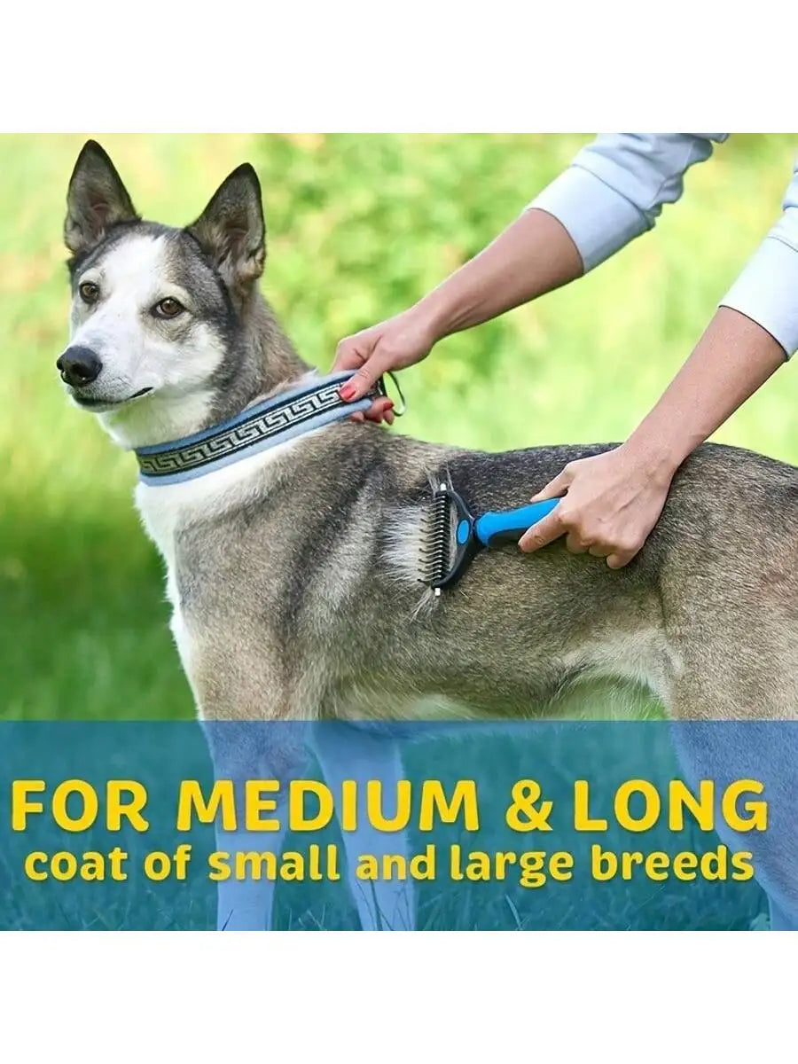 1pc Pet Fur Cutter, Dog Grooming Shedding Tool, Double-Sided Pet Brush, Pet Supplies