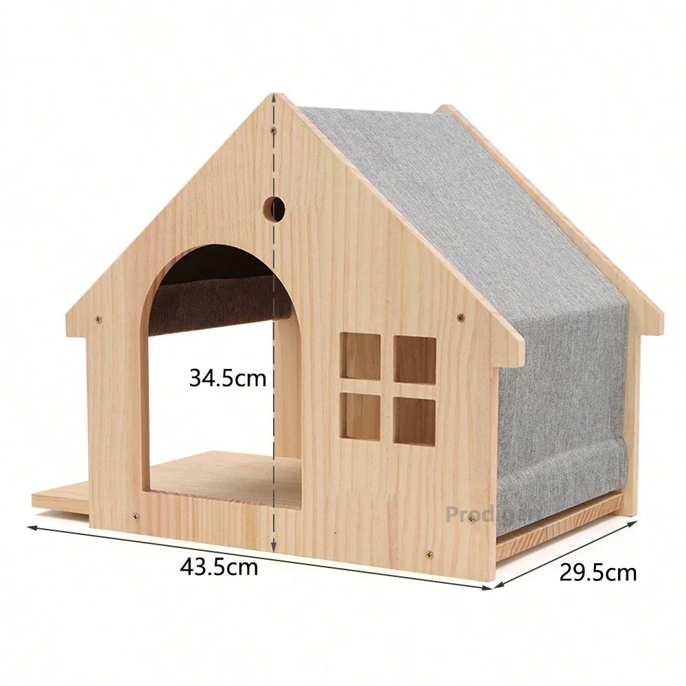 Wall Mounted Solid Wooden Cat Climbing Frame Hammock Scratching Post Shelf with Sisal Jumping Platform Ladder Steps Furniture