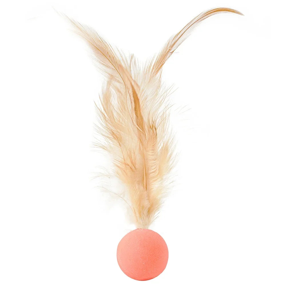Funny Cat Elastic Ball Toy Interactive Balls Pet Supplies Feather Football Toys Dog Playthings Kitten