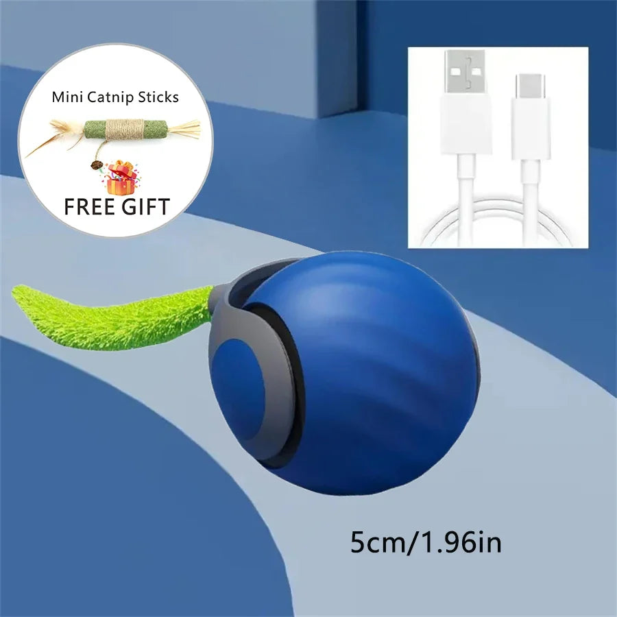 USB Rechargeable Interactive Cat Toys Balls Pets Smart Automatic Electric Rolling Ball for Kitty Tail Teasers with Catnip Gifts