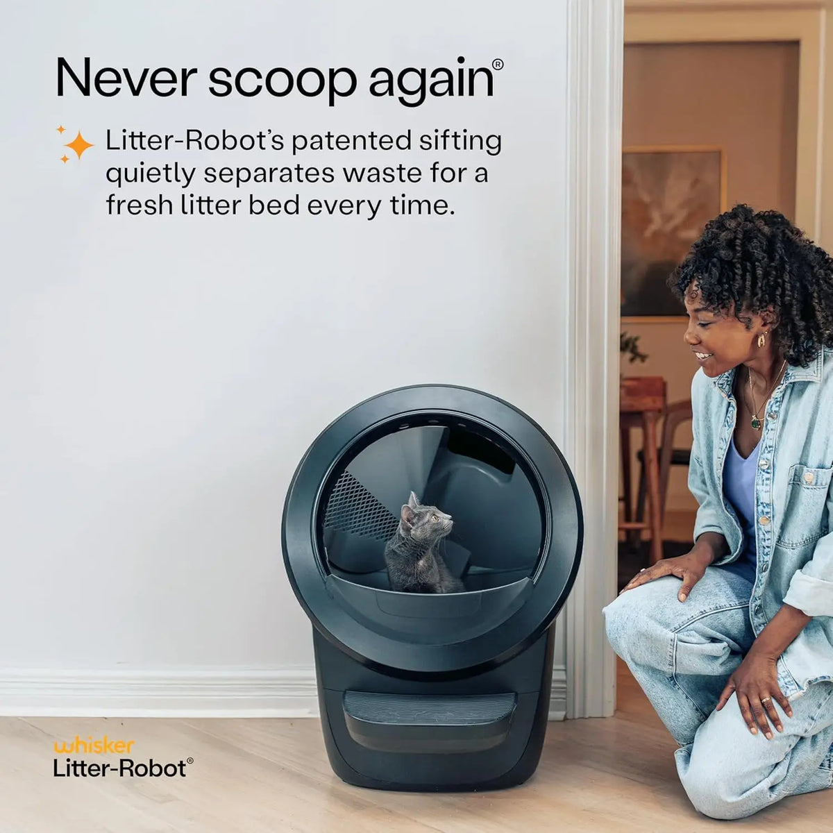 Litter-Robot 4 with Step & Fence by , Black - Automatic, Self-Cleaning Cat Litter Box, Helps Reduce Litter Box, Customized