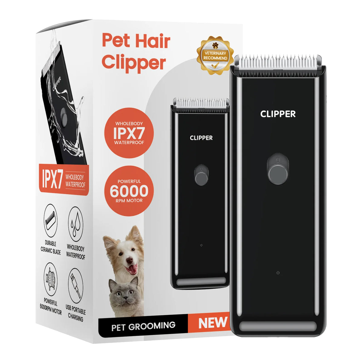 Professional Low Noise Eco Friendly Stainless Steel Battery Powered Pet Grooming Trimmer for Dogs USB Charging Worldwide Voltage