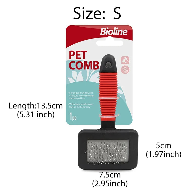 Bioline Pet Dog Brush Cat Comb Self Cleaning Pet Hair Remover Brush For Dogs Cats Grooming Tools Pets Dematting Comb Dogs Supply