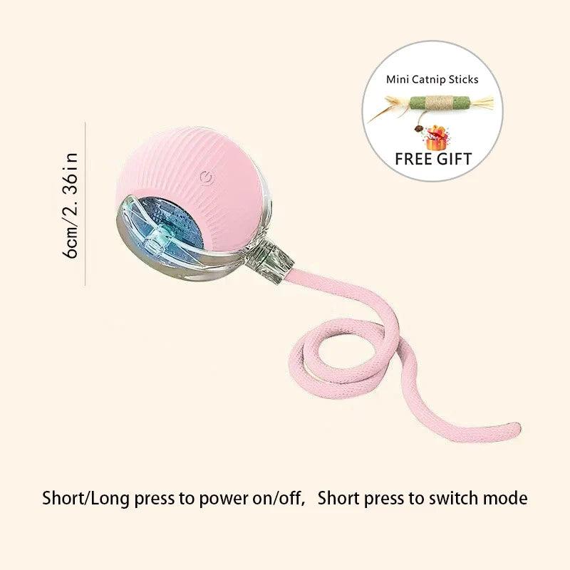 USB Rechargeable Interactive Cat Toys Balls Pets Smart Automatic Electric Rolling Ball for Kitty Tail Teasers with Catnip Gifts