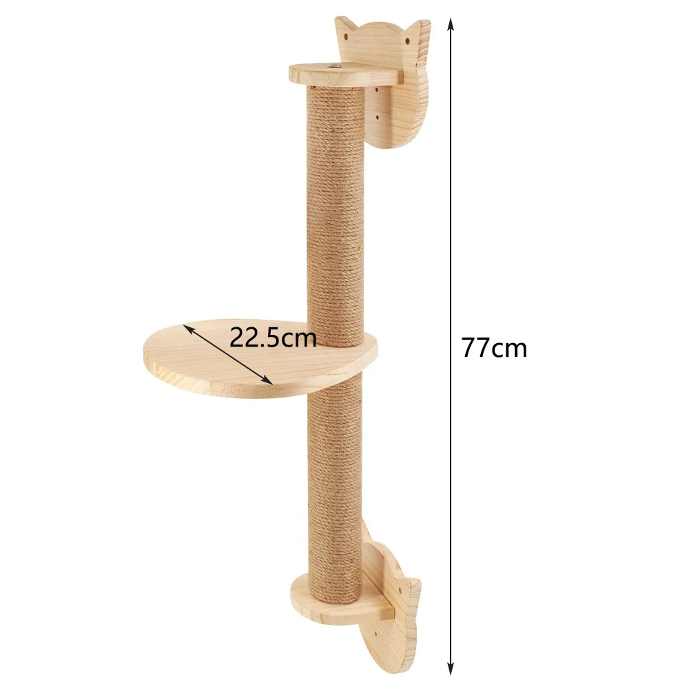 Cat Wall Furniture Wall-Mounted Cat Climber Set with Cat Wall Shelves  Perches Condo House Ladder Scratching Board & Tree   Wood
