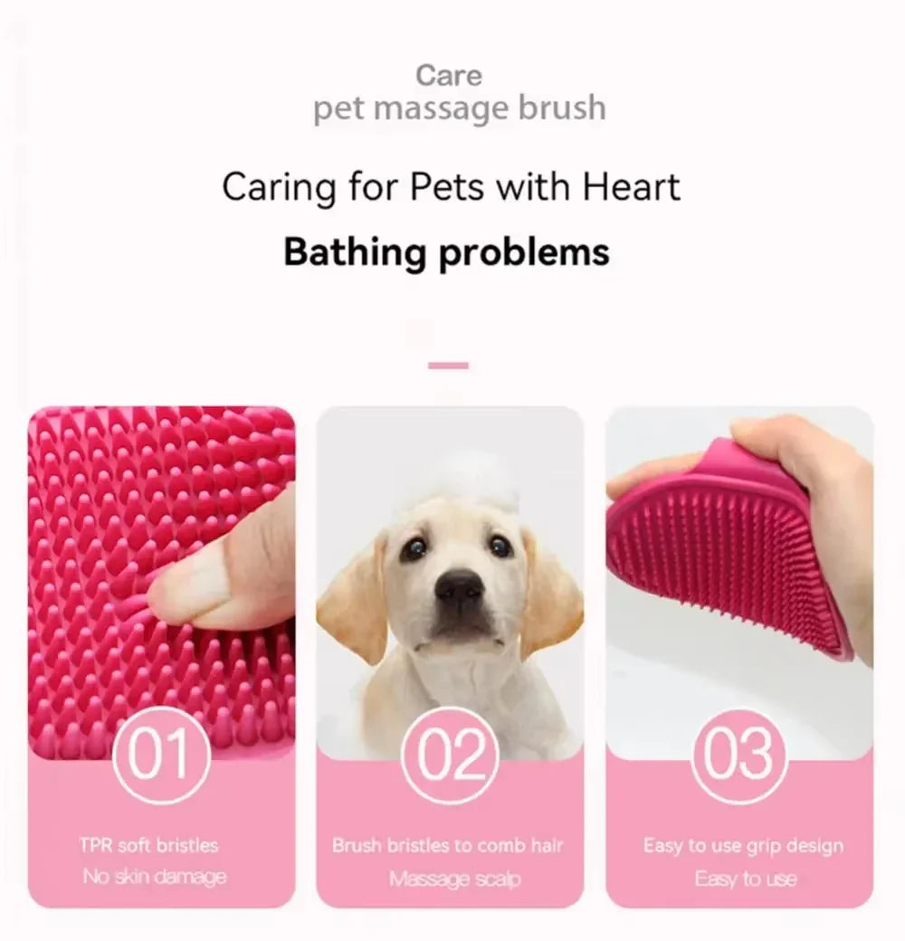 Pet Bath Silicone Comb Soft Rubber Dog Cat Brush Massage Hair Remover Pet Supplies Dog Grooming Wash Cleaning Equipment