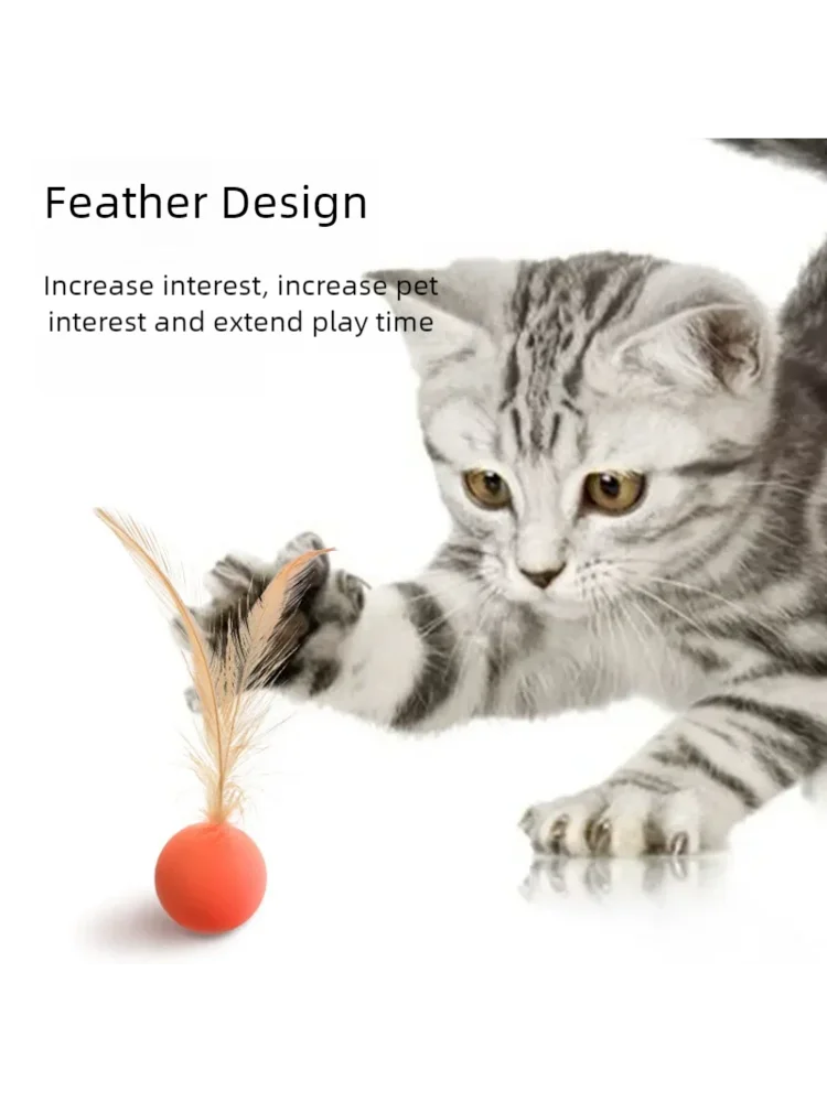 Funny Cat Elastic Ball Toy Interactive Balls Pet Supplies Feather Football Toys Dog Playthings Kitten