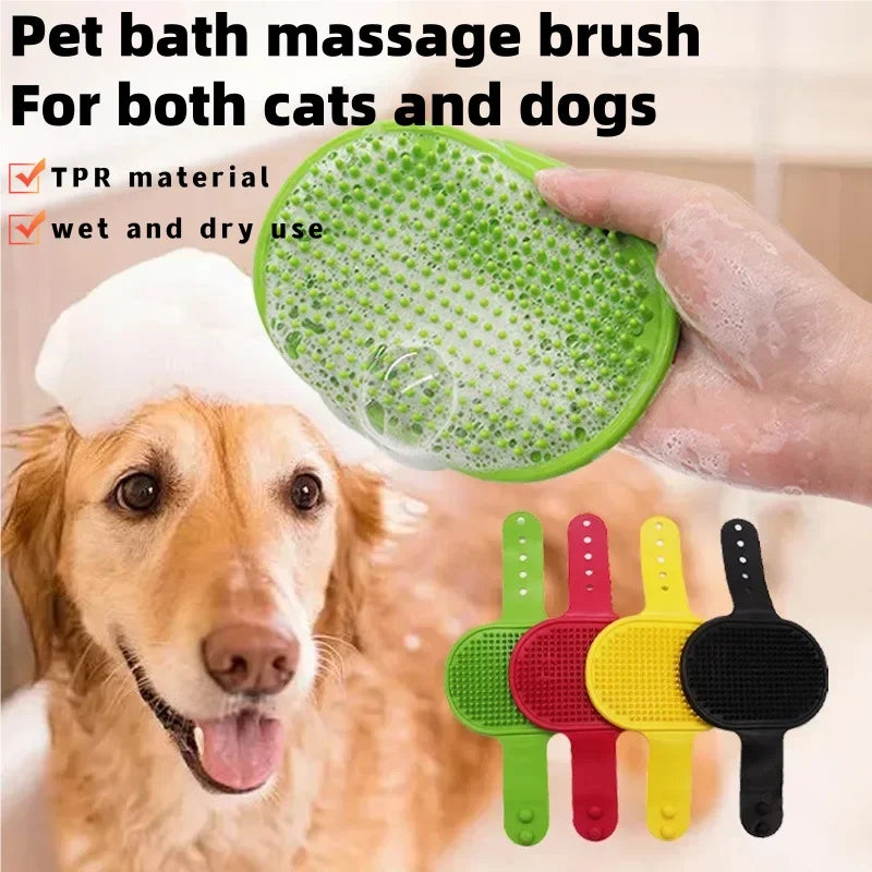 Silicone Pet Bath Brush Soft Rubber Dog Cat Massage Comb Hair Remover Puppy Kitten Grooming Washing Cleaning Supplies