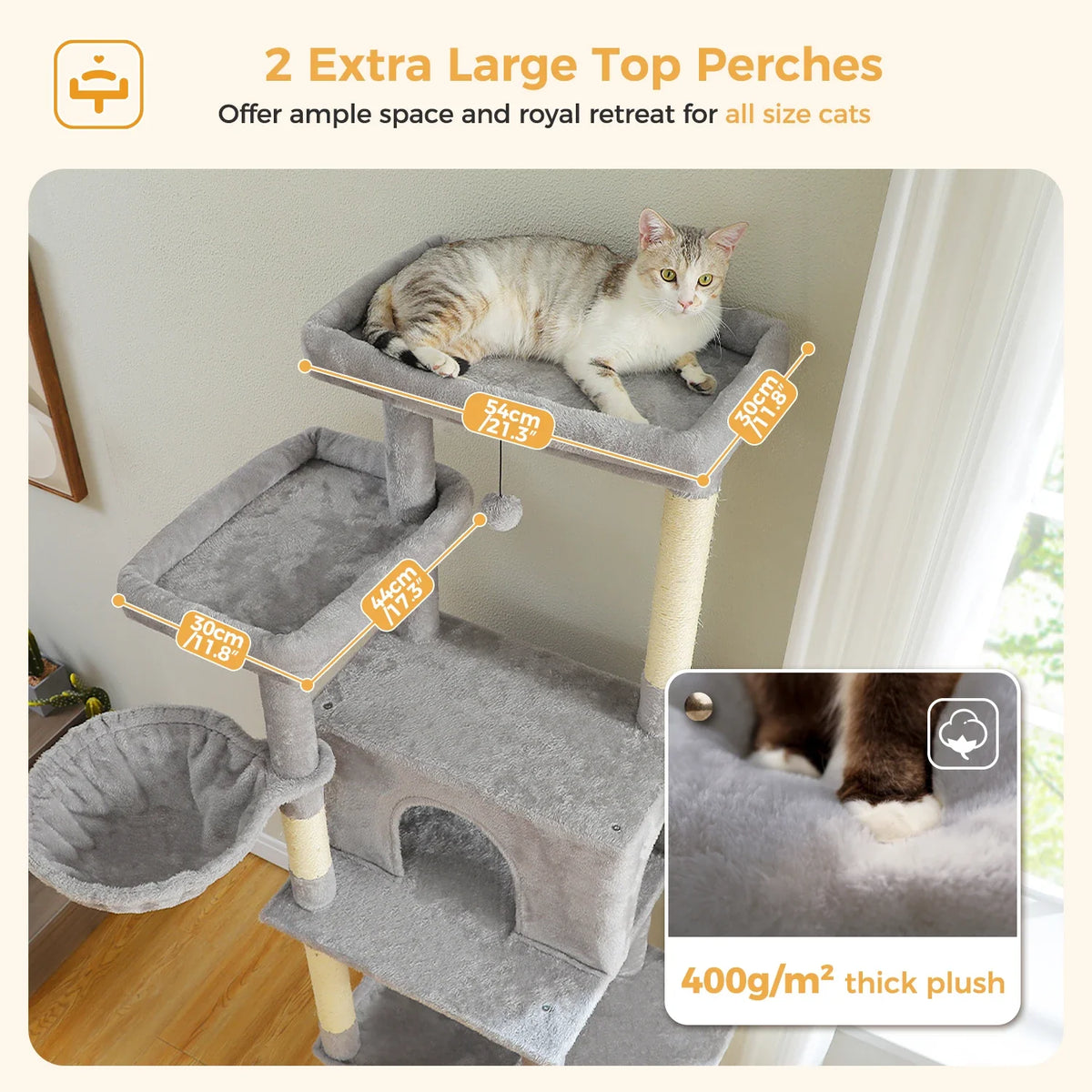 Large Cat Tree for Indoor Cats Multi-Level Cat Tower with Scratching Posts Soft Hammock Large Cat Condo Cat Accessories Cat Toys