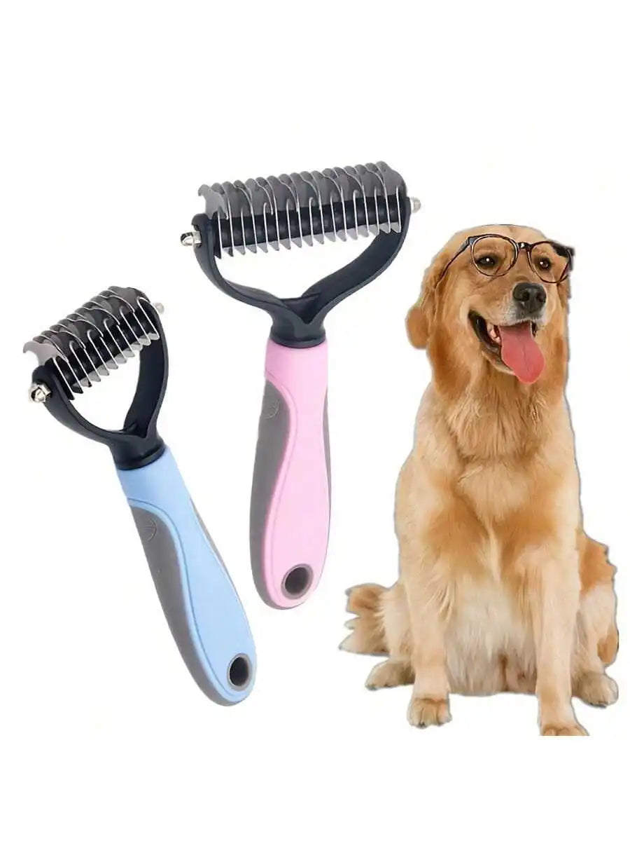 1pc Pet Fur Cutter, Dog Grooming Shedding Tool, Double-Sided Pet Brush, Pet Supplies