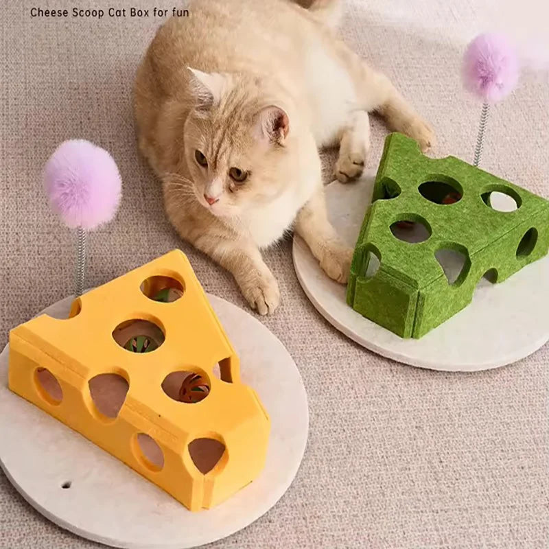 Interactive Cat Puzzle Plaything Puzzle Felt Box For Indoor Cats Kitten Mental Training Tools Hide And Seek Cat Agility Toys