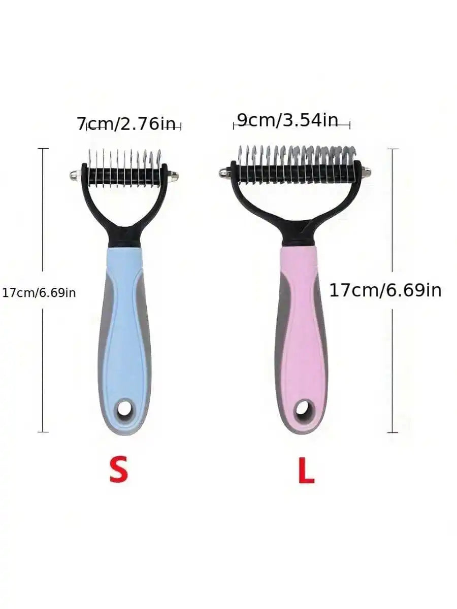 1pc Pet Fur Cutter, Dog Grooming Shedding Tool, Double-Sided Pet Brush, Pet Supplies