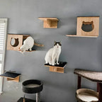 Wall Cat Climbing Shelves Cat Tree Tower Hammock Perches Ladder Solid Wood Steps for Cats Activity Indoor Pet Wall Furniture