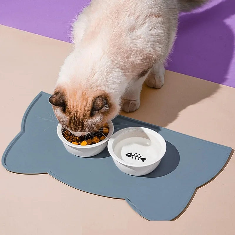 Dog Food Mat Non-Slip Leak Proof Pet Silicone Mat Food Bowl Pad Feeding Cushion for Cats Dogs Pet Accessories GDDM01