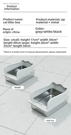 Large Stainless Steel Open Cat Litter Box Anti Splash Cat Toilet Pet Supplies