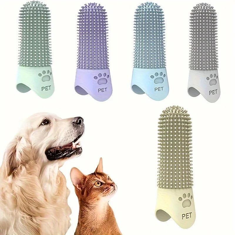 Soft Silicone Dog Toothbrush 360° Finger Toothbrush for Dogs Cats Durable Pet Finger Brush Tooth Cleaning Tool for All Breeds