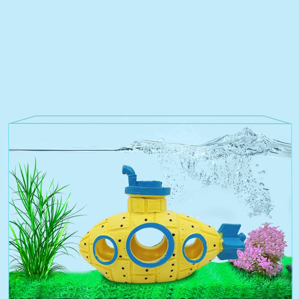1PC Aquarium Decoration Resin Submarine Ornament Fish Tank Scenic Decoration Shrimp Hideout Submarine Theme Aquarium Decorations