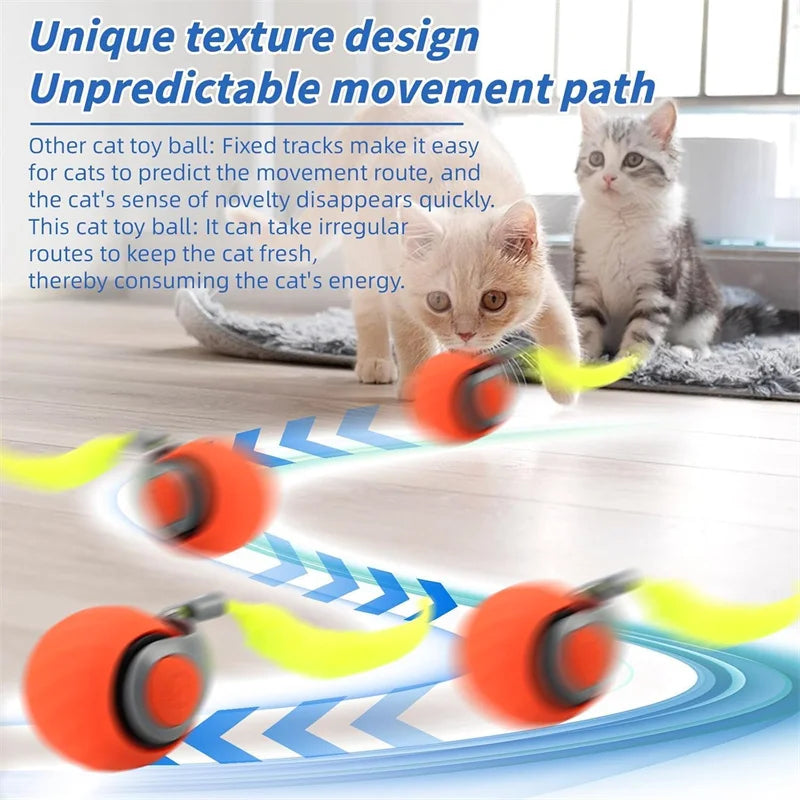 USB Rechargeable Interactive Cat Toys Balls Pets Smart Automatic Electric Rolling Ball for Kitty Tail Teasers with Catnip Gifts