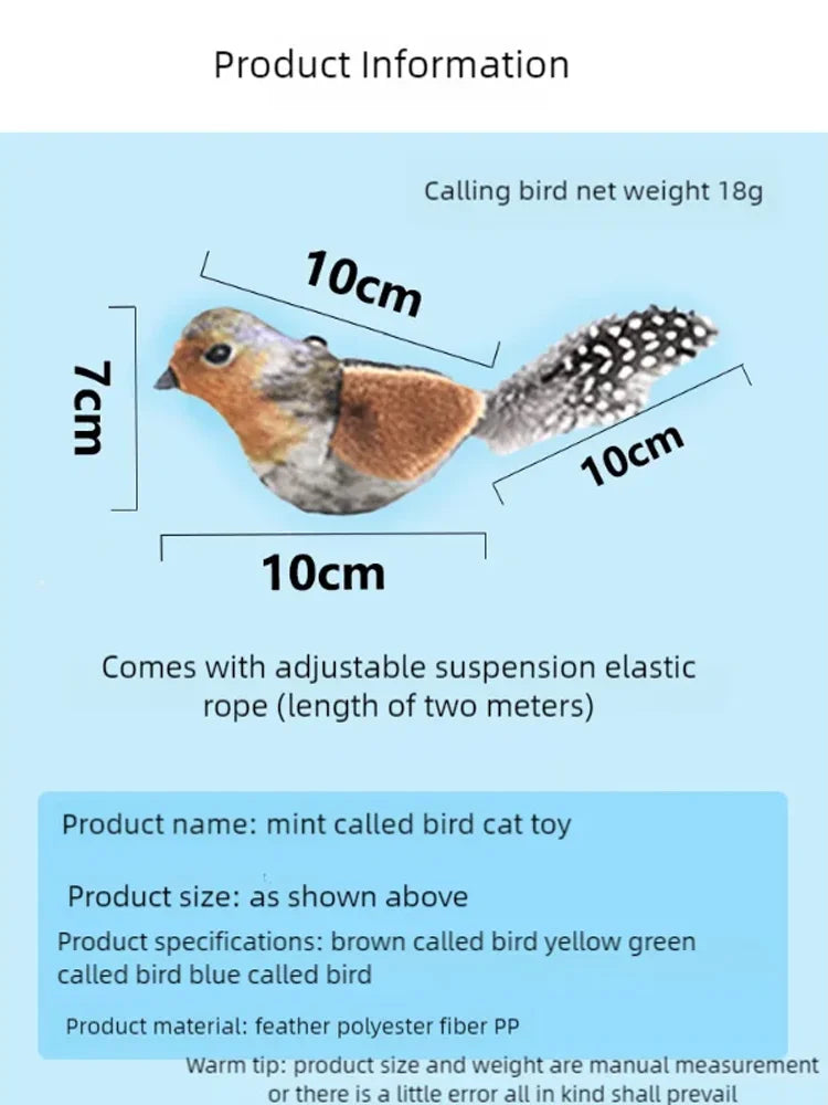 Simulation Chirping Bird Cat Toy Self Amusing Cat Teaser Stick With Catnip Sound Bird Pet Chew Toy Interactive Cat Plaything