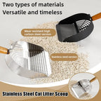 Steel Cat Litter Scoop Long Handle Pet Waste Shovel Cleaning Tool for Tofu Sand Litter Box Cats Supplies