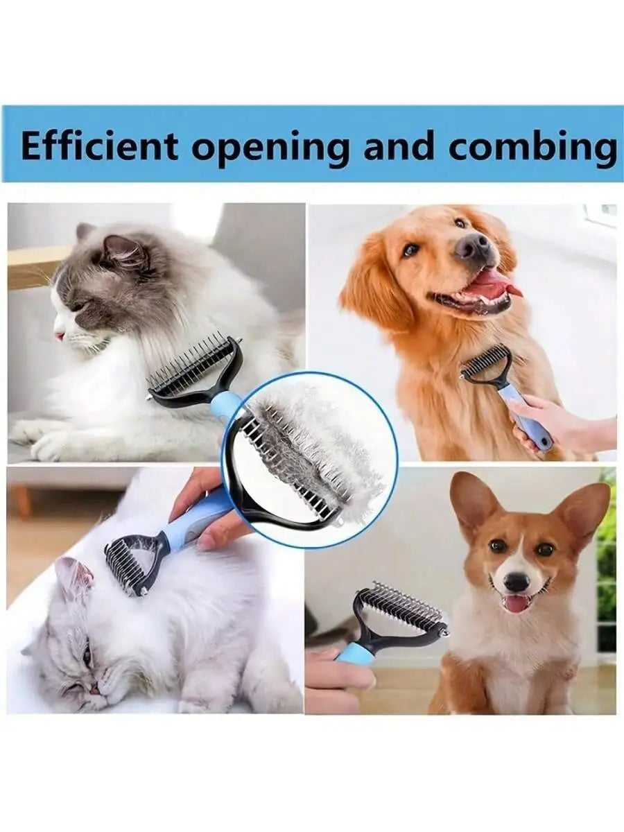 1pc Pet Fur Cutter, Dog Grooming Shedding Tool, Double-Sided Pet Brush, Pet Supplies