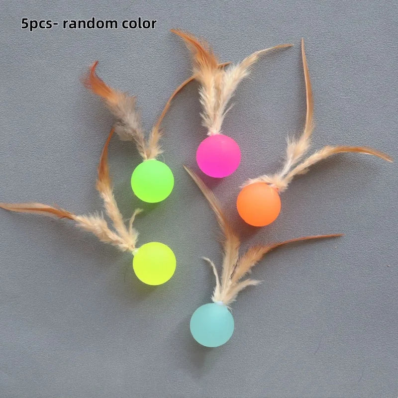 Funny Cat Elastic Ball Toy Interactive Balls Pet Supplies Feather Football Toys Dog Playthings Kitten