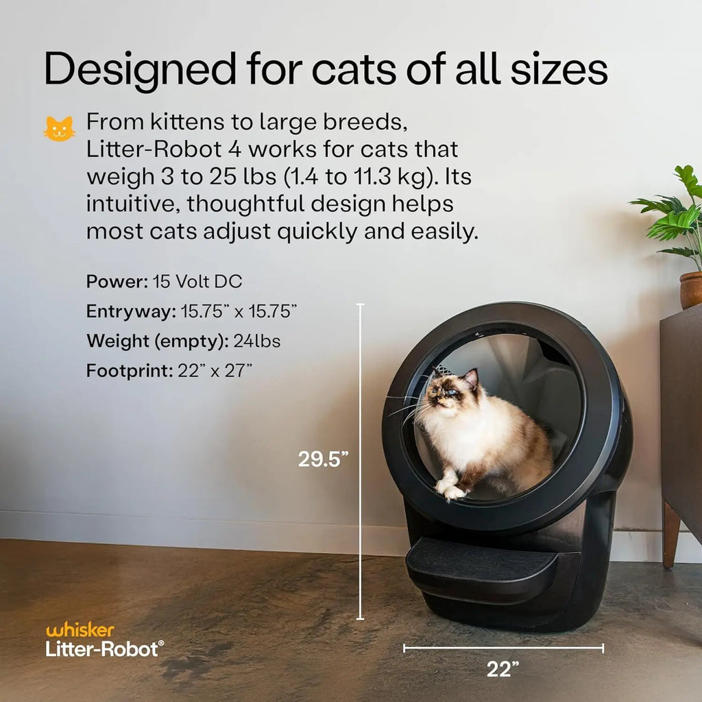 Litter-Robot 4 with Step & Fence by , Black - Automatic, Self-Cleaning Cat Litter Box, Helps Reduce Litter Box, Customized