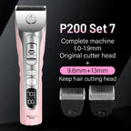 Fenice Sakura Pink Dog Hair Cutting Machine 5000mA Capacity Cordless LCD Screen Pet Dog Grooming Clipper Rechargeable Shaver Set