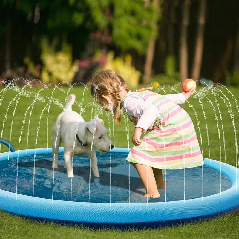 Inflatable Pet Splash Pad & Swimming Pool – Outdoor Water Sprinkler Cooling Mat for Dogs & Kids (2 Designs, 3 Sizes)
