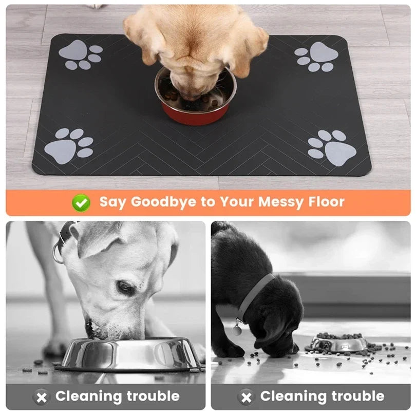 Pet Feeding Dropshipping Pet Placemat for Food and Water Bowl, with Waterproof Rubber Backing, Quick Dry Water Mat for Dog Cat