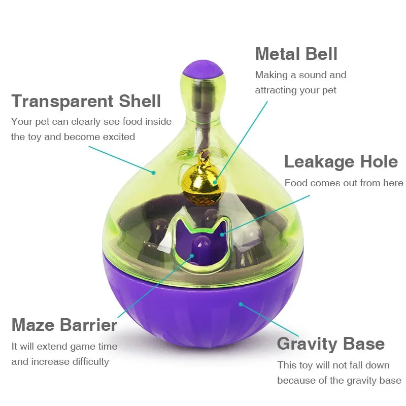 Pet Cat Fun Bowl Feeding Toys Dog Tumbler Feeder Puppy Kitten Shaking Leakage Food Ball Container Exercise Training Leakage Toys