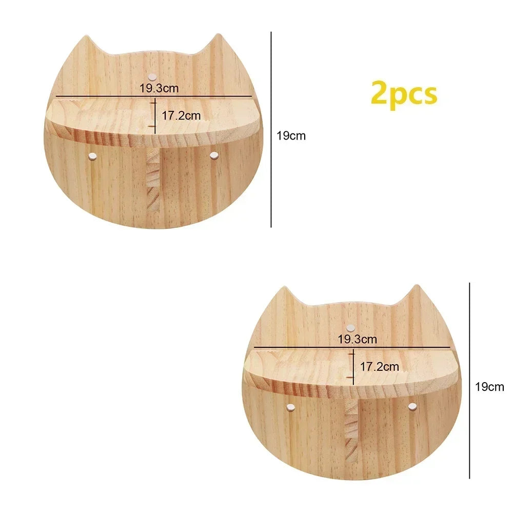 Wall Cat Climbing Shelves Cat Tree Tower Hammock Perches Ladder Solid Wood Steps for Cats Activity Indoor Pet Wall Furniture