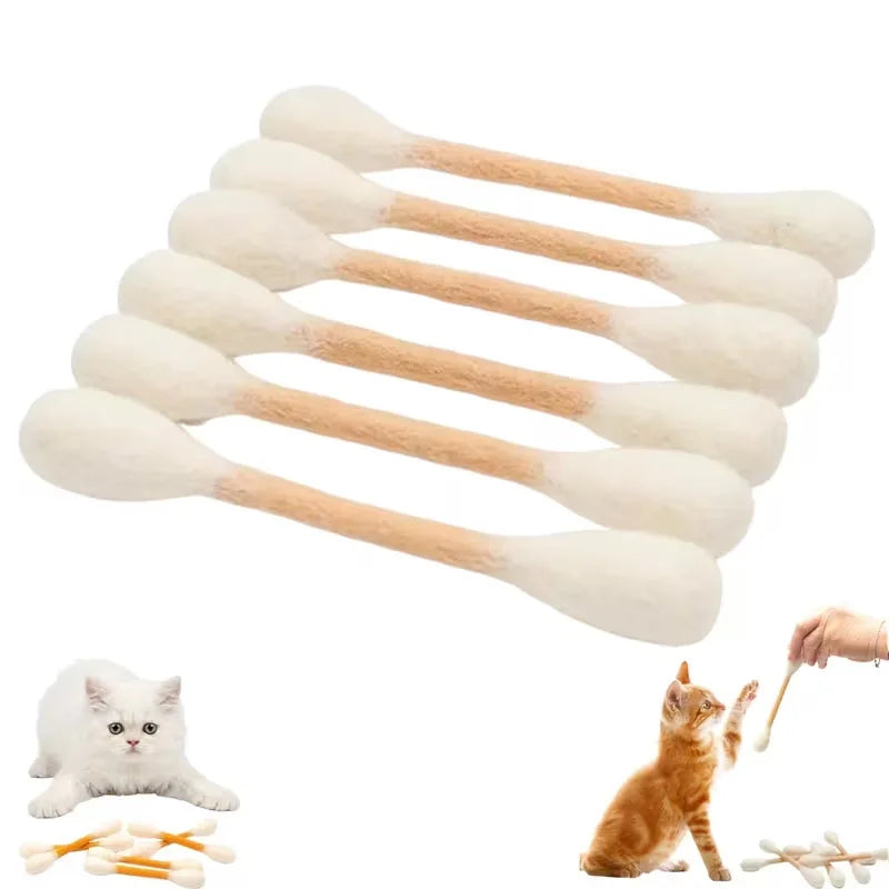 6Pcs Creative Large Cotton Swab Shaped Catnip Toy Giant Kitten Grinding Biting Stick Teething Cleaning Chew Toys Pet Supplies