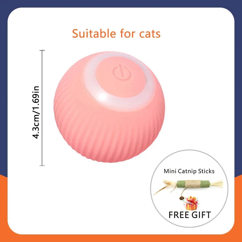 USB Rechargeable Interactive Cat Toys Balls Pets Smart Automatic Electric Rolling Ball for Kitty Tail Teasers with Catnip Gifts
