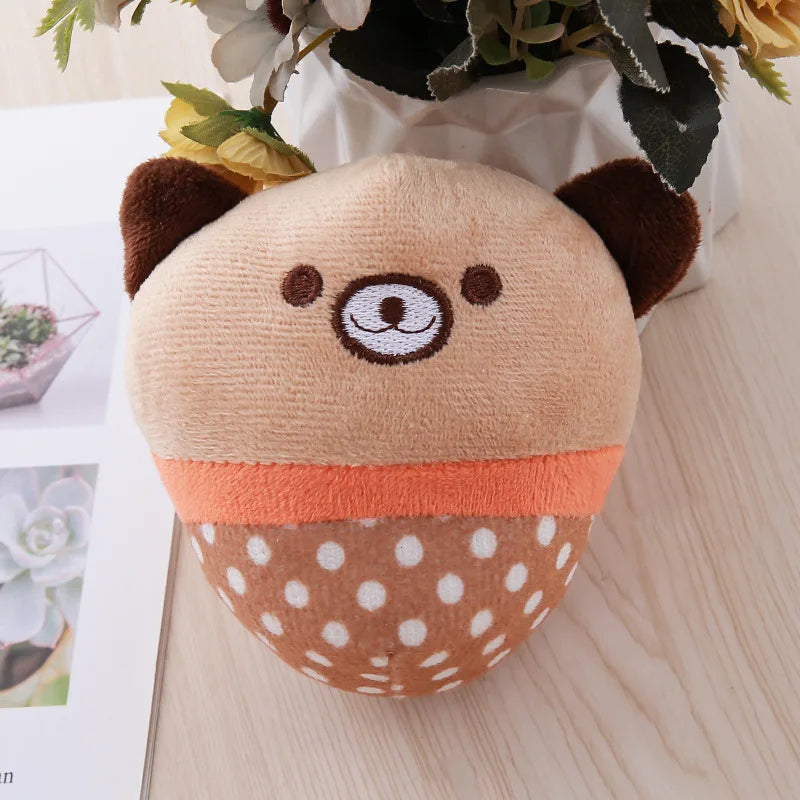 Cute Pet Plush Toy for Dogs Cats Squeaky Sound Soft Teething Clean Teeth Interactive Bite Resistant Chew Toy Pet Supplies