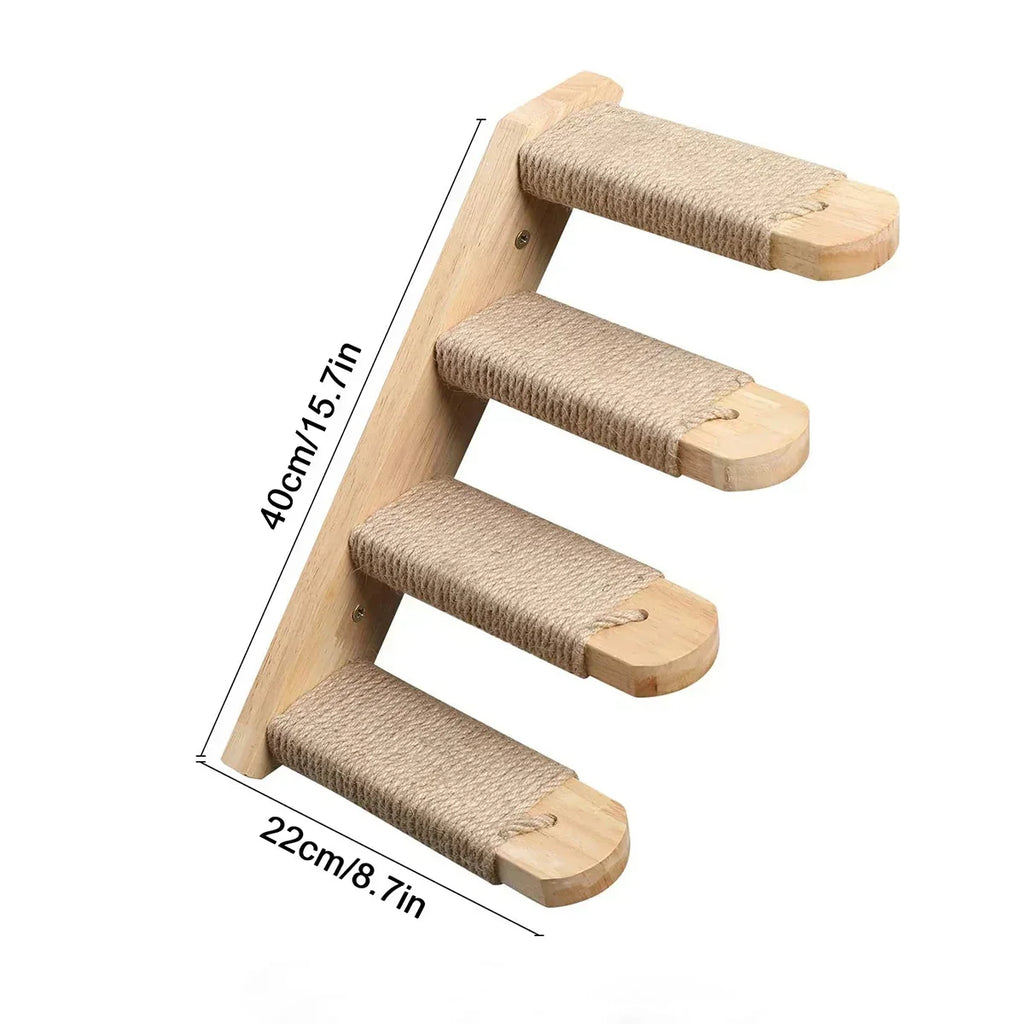 Wall Cat Climbing Shelves Cat Tree Tower Hammock Perches Ladder Solid Wood Steps for Cats Activity Indoor Pet Wall Furniture