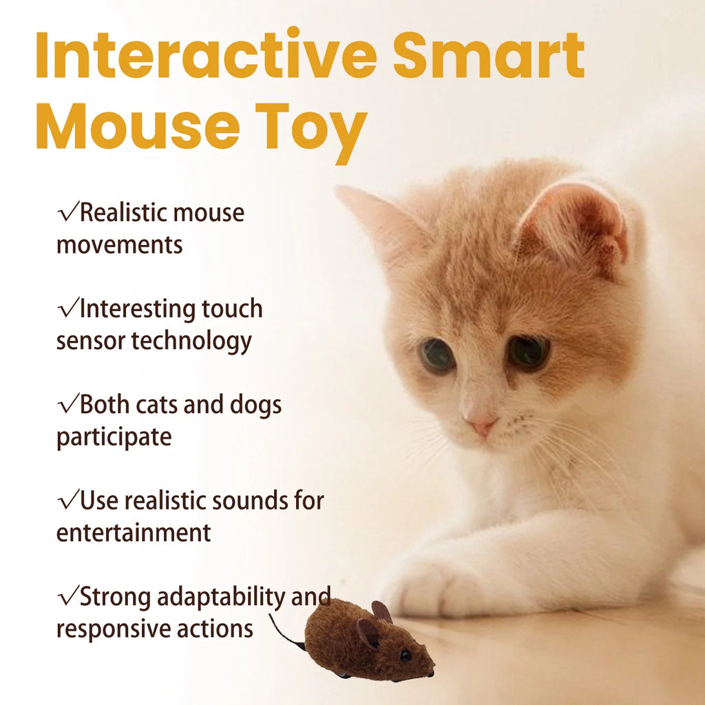 Pet Interactive Plush Mouse Toy - Realistic Squeaky Toy for Cats & Dogs, Lightweight Handheld Play Toy, Bite-Resistant Soft