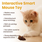 Pet Interactive Plush Mouse Toy - Realistic Squeaky Toy for Cats & Dogs, Lightweight Handheld Play Toy, Bite-Resistant Soft