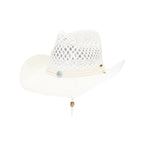 C.C Women's Paper Weave Cowboy Hat with Turquoise Accent