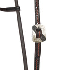 WD-RTSEH-HO-2 Heavy Oiled Rope Tooling Silver Bar Double Buckle 5 8 Inch Single Ear Headstall
