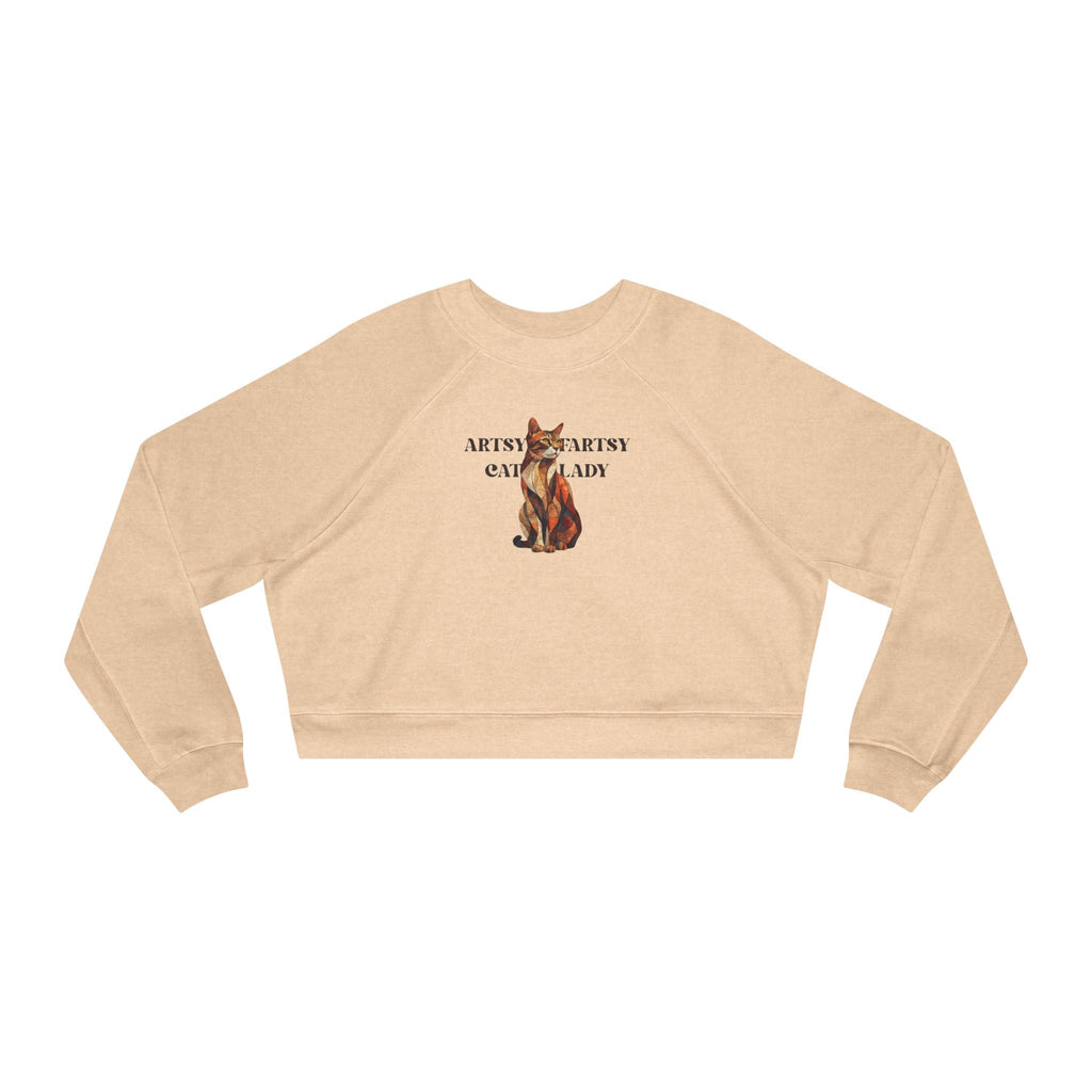 Artsy Fartsy Cat Lady Cropped Pullover - Fun & Comfy Fleece Apparel