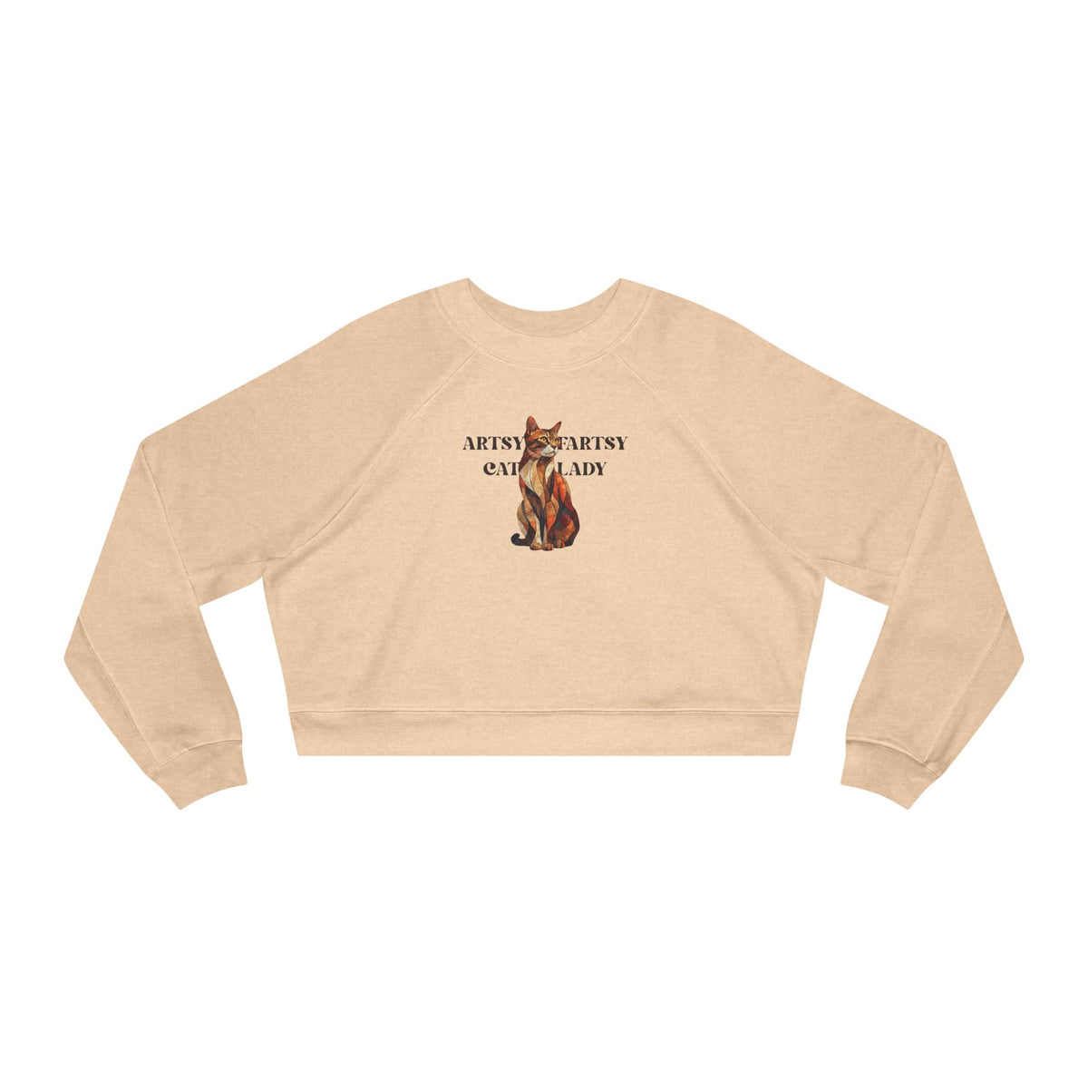 Artsy Fartsy Cat Lady Cropped Pullover - Fun & Comfy Fleece Apparel