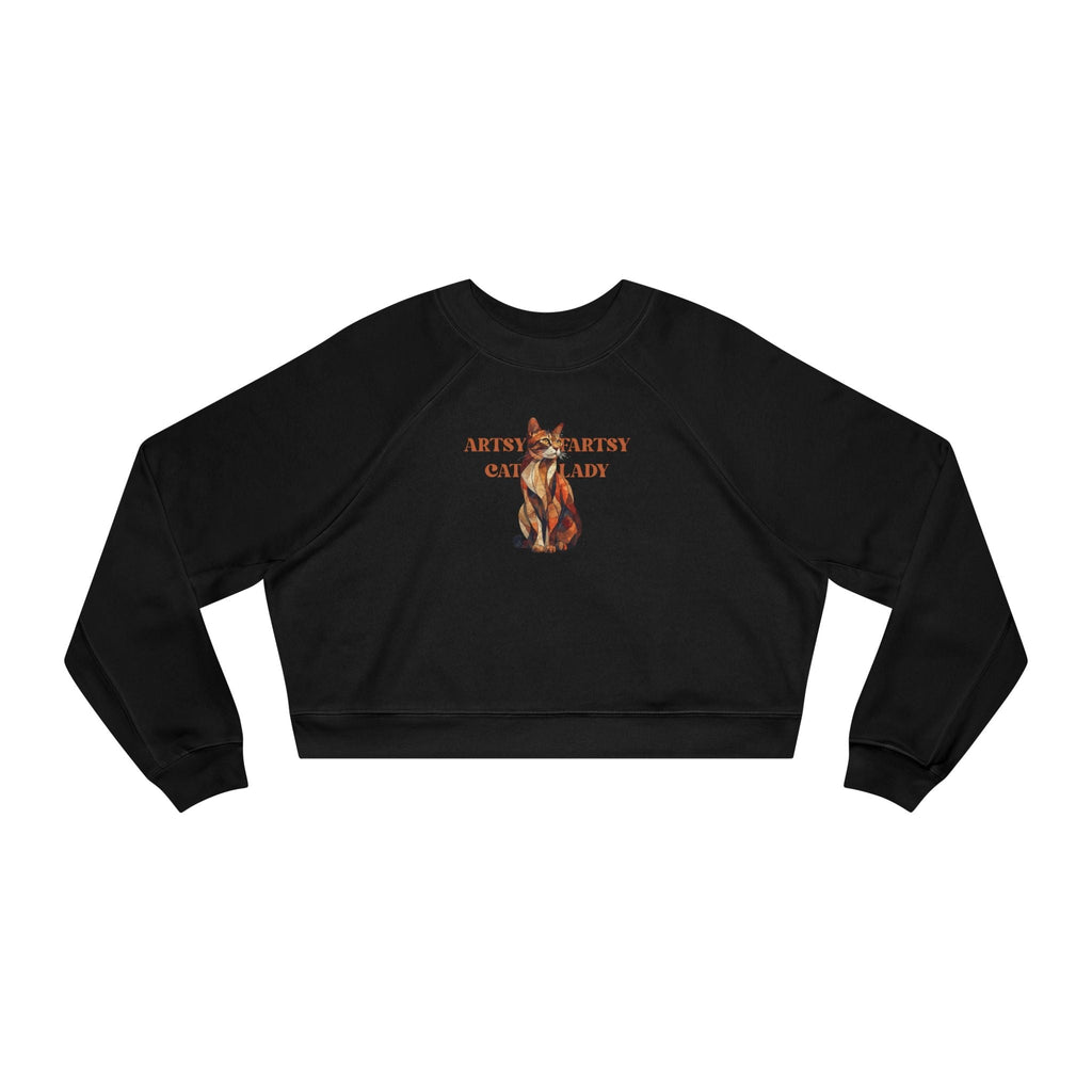 Artsy Fartsy Cat Lady Cropped Pullover - Fun & Comfy Fleece Apparel