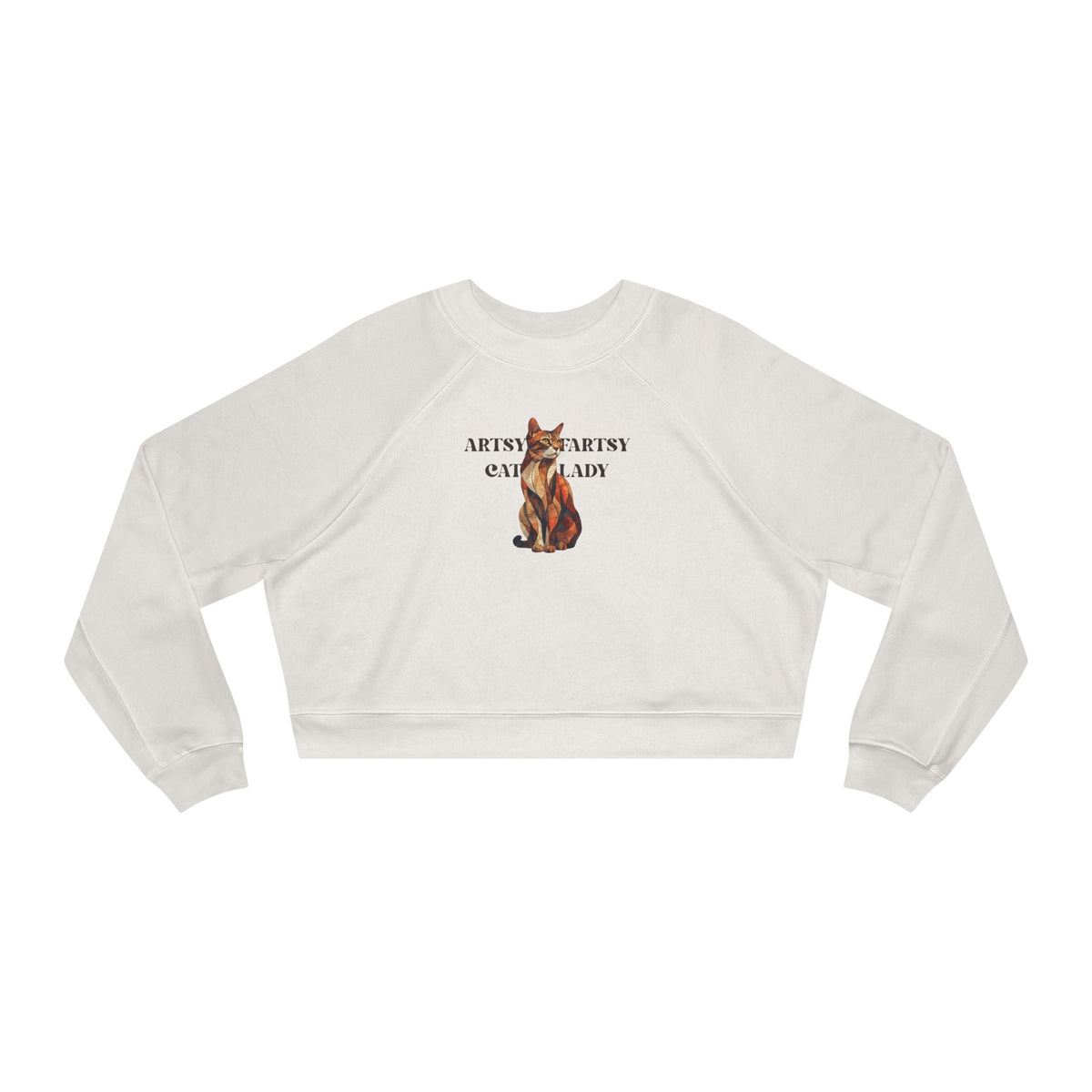 Artsy Fartsy Cat Lady Cropped Pullover - Fun & Comfy Fleece Apparel