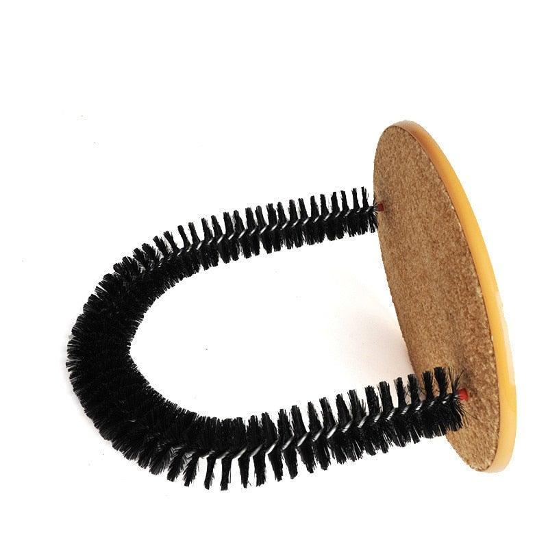 Comfortable Arch Cats Massager Pet Cat Itching Grooming Supplies Round Fleece Base Kitten Toy Scratching Device Brush For Cat Arch Self Grooming and Massaging Brush Toy Pet Scratcher Pads Hair Cleaner