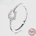 Zircon Lucky in Love Horseshoe Ring, Horse Lover Ring, Sterling Silver