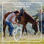 Zircon Lucky in Love Horseshoe Ring, Horse Lover Ring, Sterling Silver